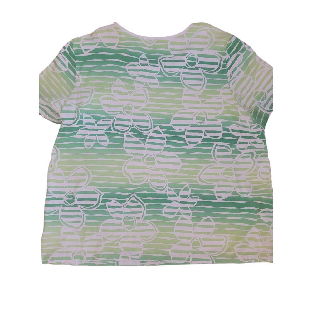 Alfred Dunner Green Floral Shirt Floral Embellished Collar Women Sz XL - Picture 4 of 6